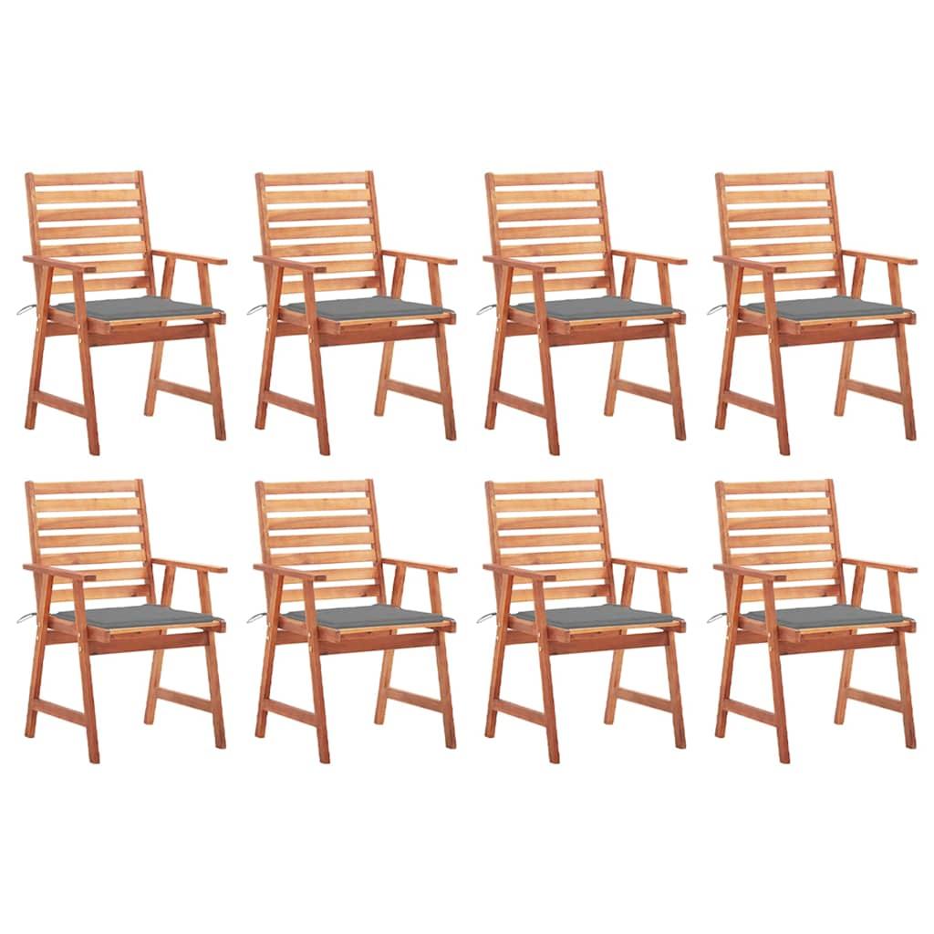 Sillas comedor de jardín y cojines 8 uds madera maciza acacia