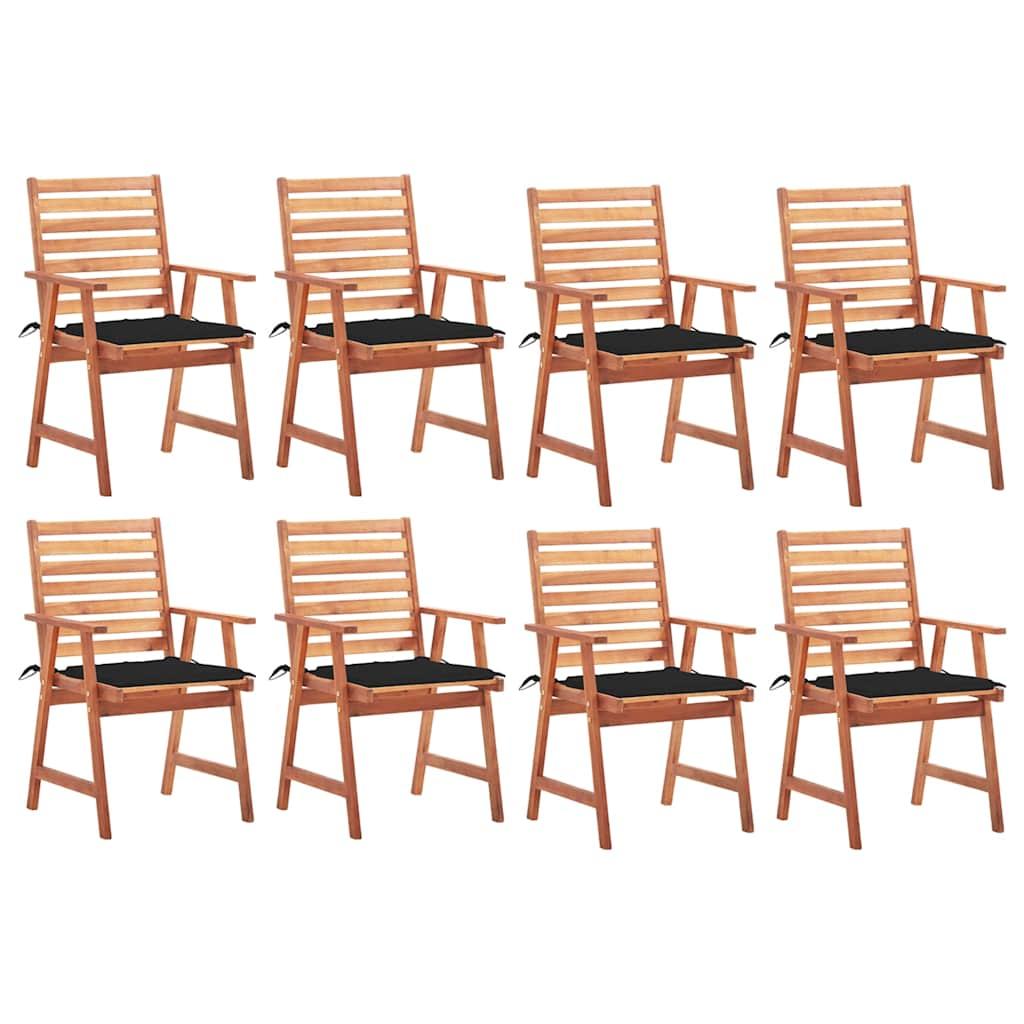 Sillas comedor de jardín y cojines 8 uds madera maciza acacia