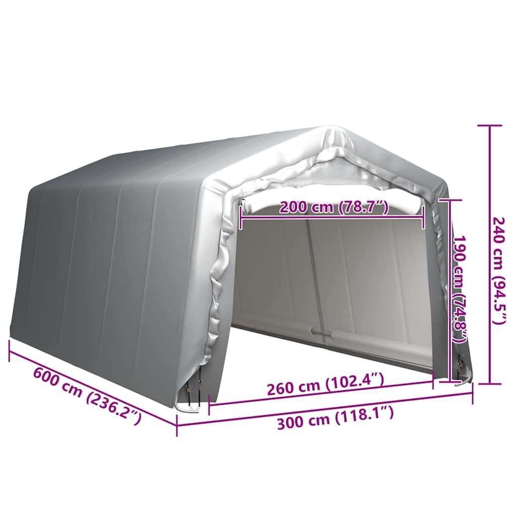 Carpa de almacenamiento acero gris 300x600 cm