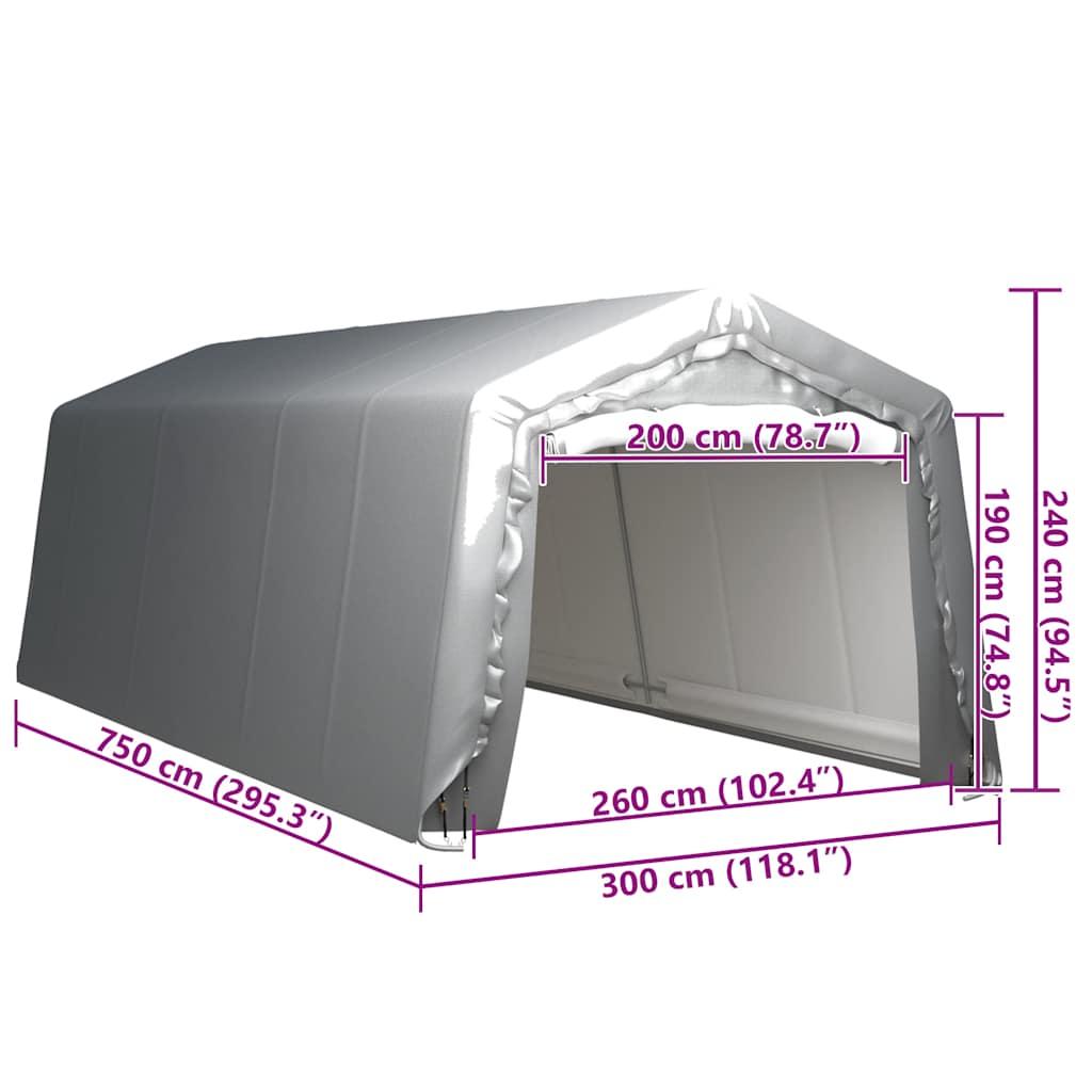 Carpa de almacenamiento acero gris 300x750 cm