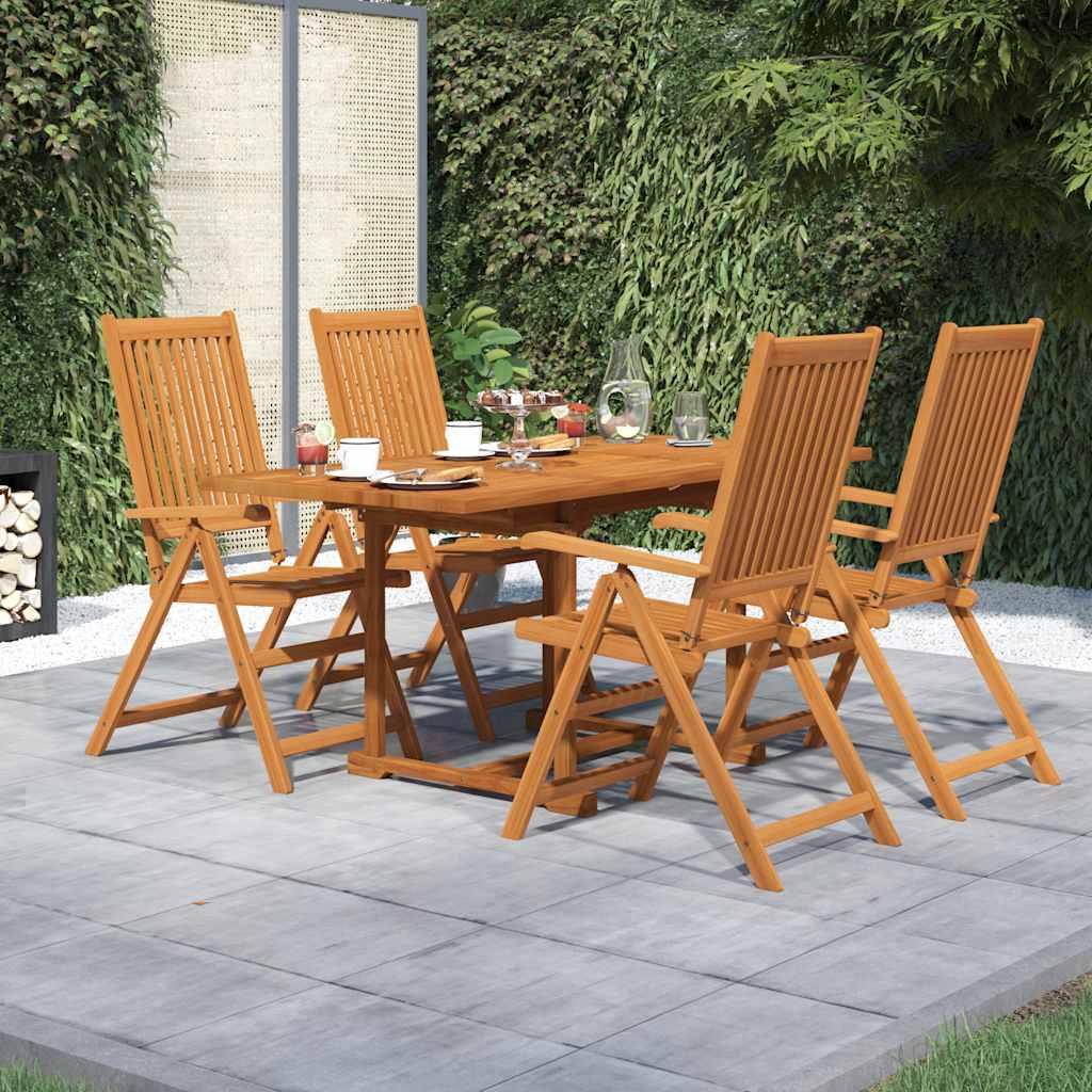 Juego de comedor de jardín 5 piezas madera maciza de acacia 120-170 cm