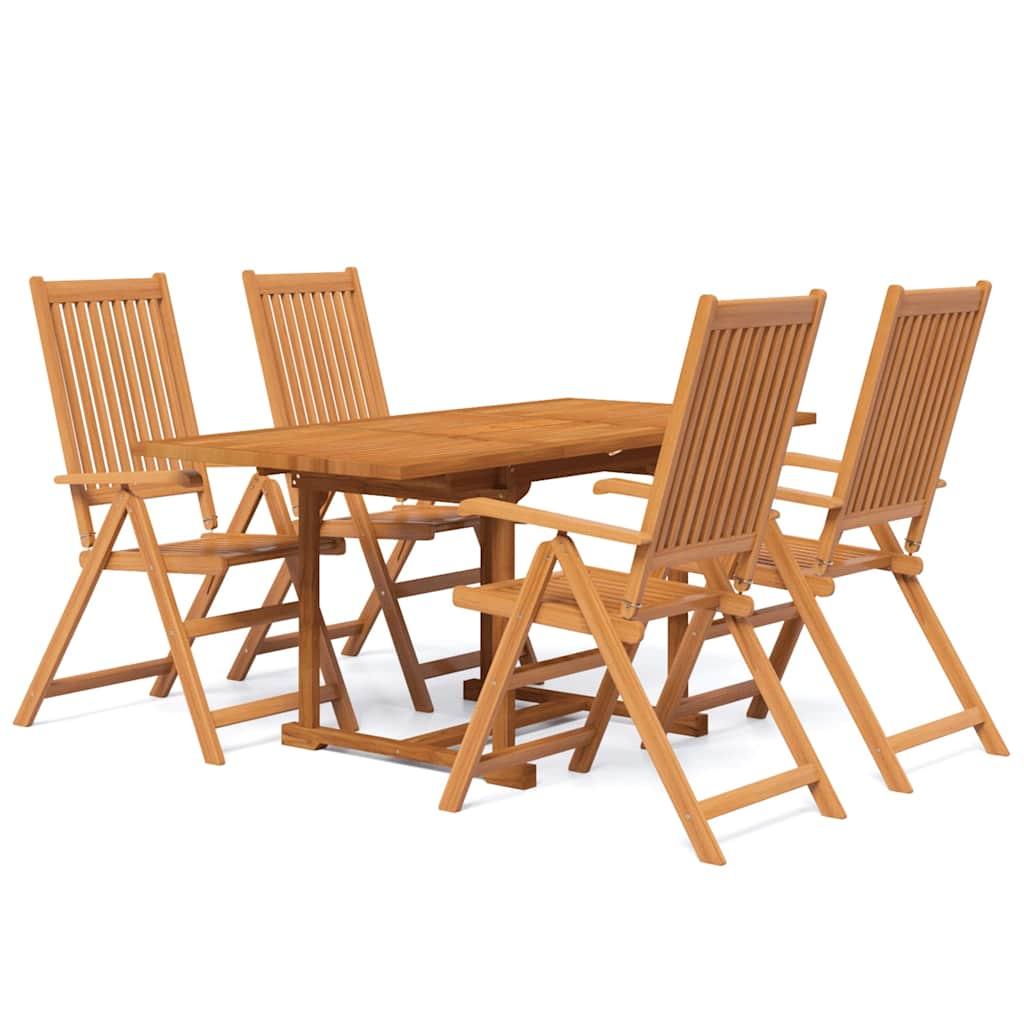 Juego de comedor de jardín 5 piezas madera maciza de acacia 120-170 cm