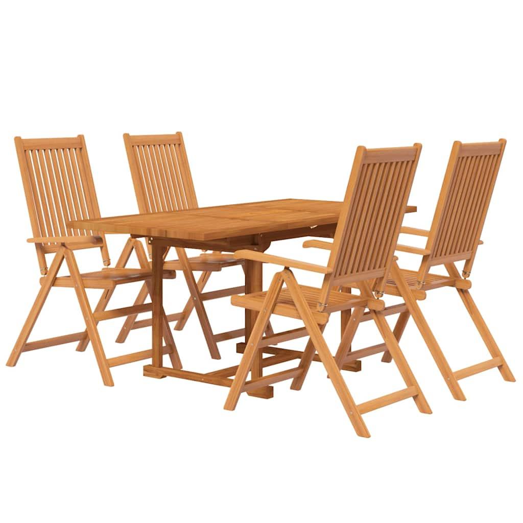 Juego de comedor de jardín 5 piezas madera maciza de acacia 120-170 cm