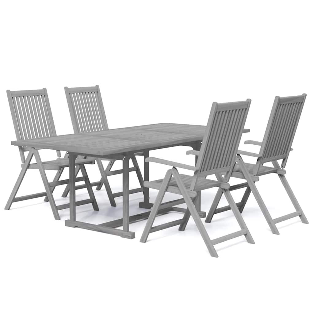 Juego de comedor de jardín 5 piezas madera maciza de acacia