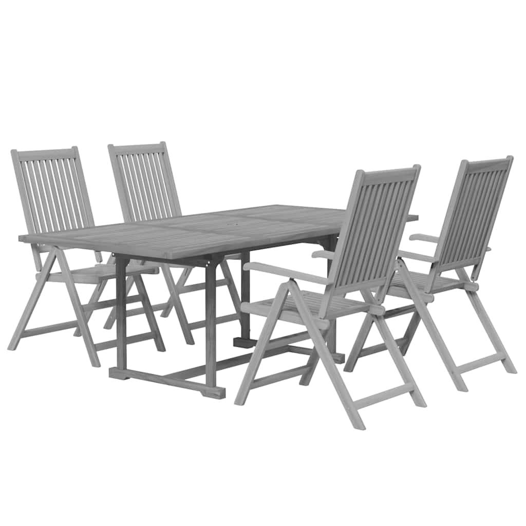 Juego de comedor de jardín 5 piezas madera maciza de acacia