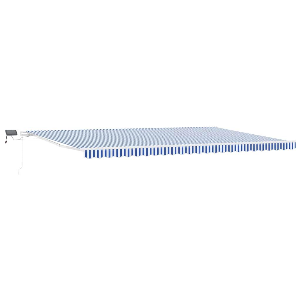 Toldo retráctil Azul y Blanco 400 x 350 cm Poliéster y Aluminio