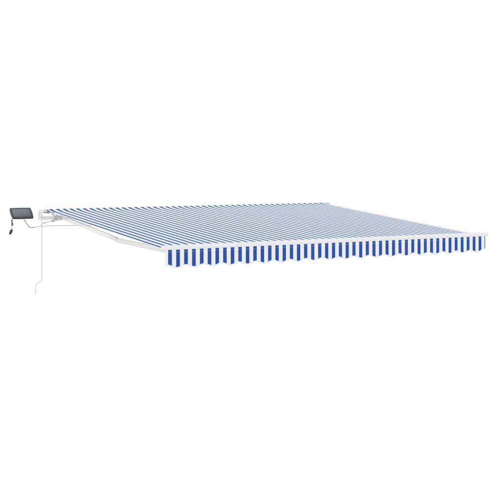 Toldo retráctil Azul y Blanco 400 x 350 cm Poliéster y Aluminio