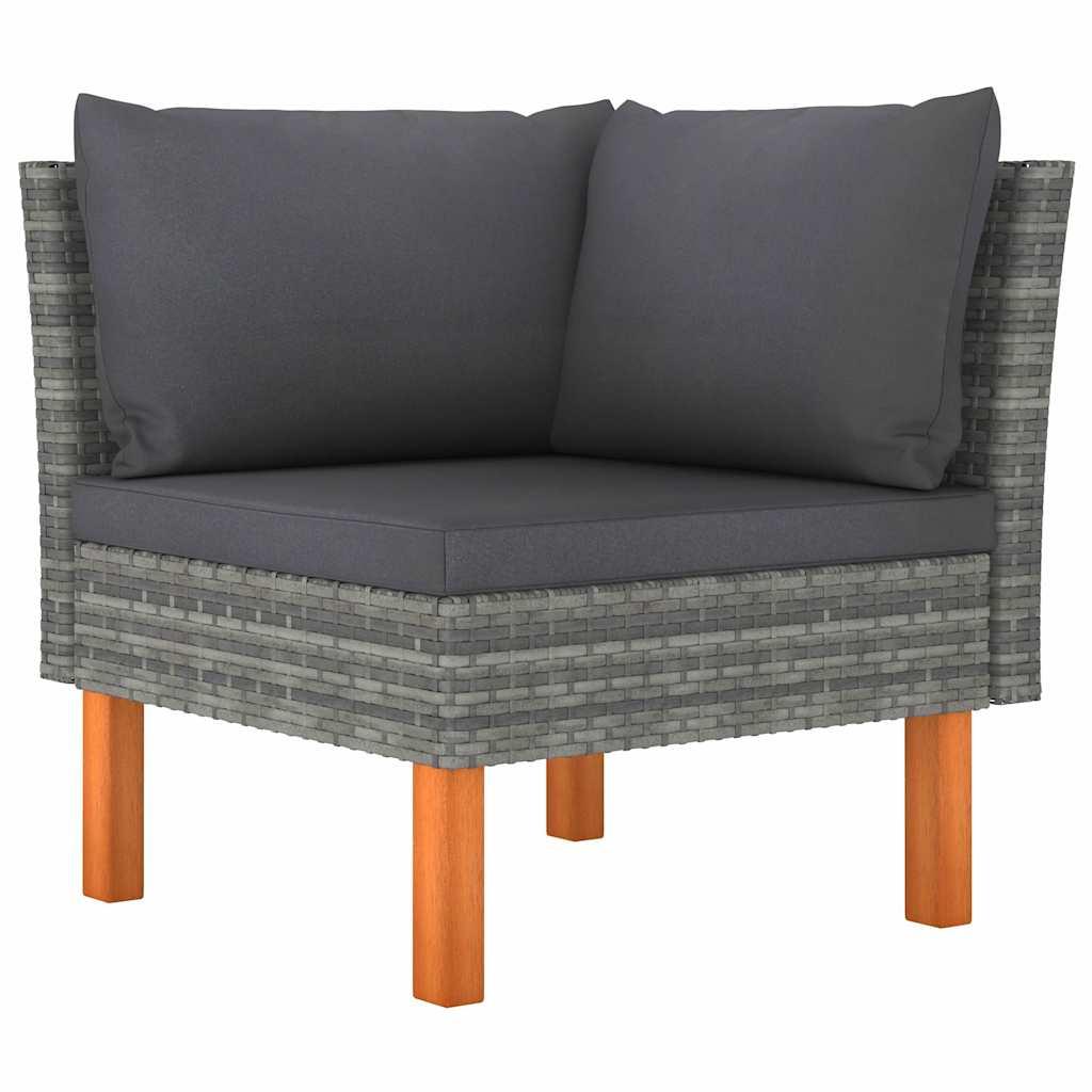 Set de muebles de jardín 10 pzas ratán sintético eucalipto gris