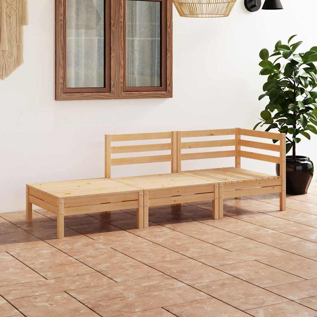 Juego de muebles de jardín 3 piezas madera maciza pino blanco