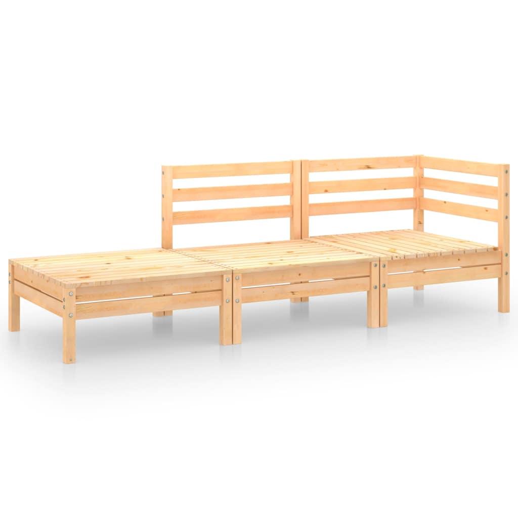 Juego de muebles de jardín 3 piezas madera maciza pino blanco