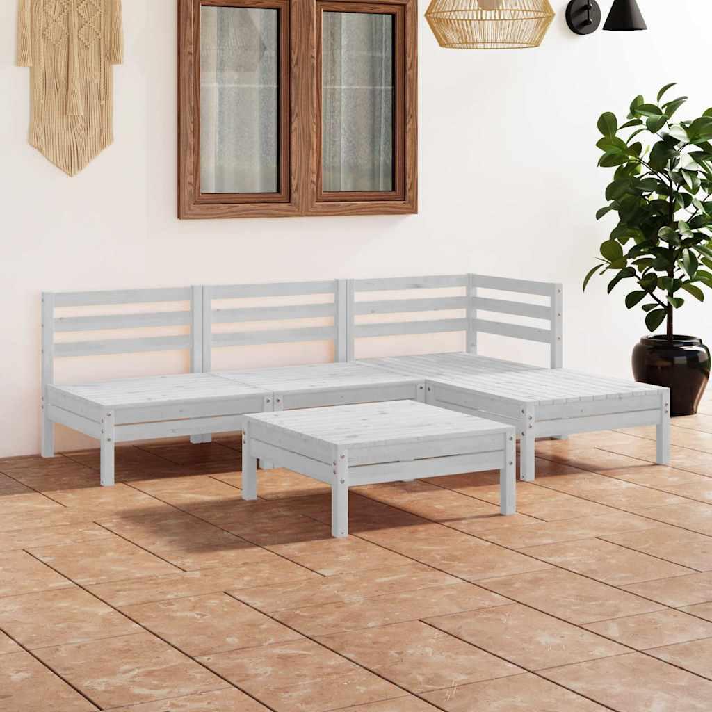 Juego de muebles de jardín 5 piezas madera maciza de pino gris