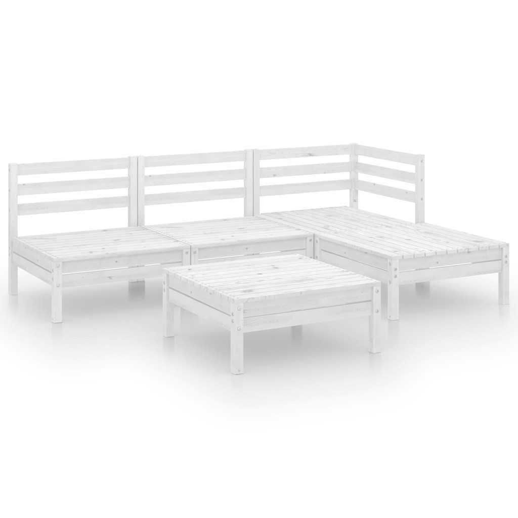 Juego de muebles de jardín 5 piezas madera maciza de pino gris
