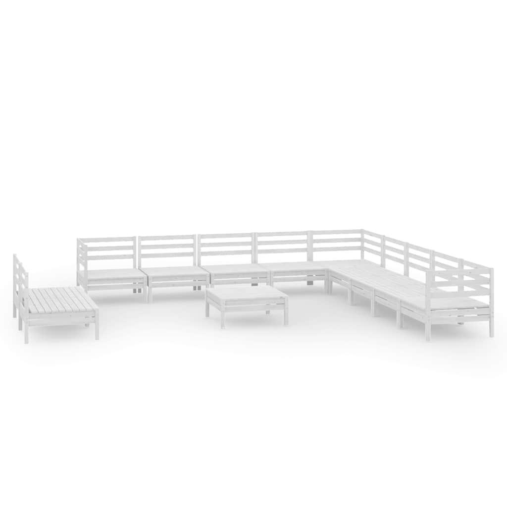 Juego de muebles de jardín 12 piezas madera maciza pino blanco