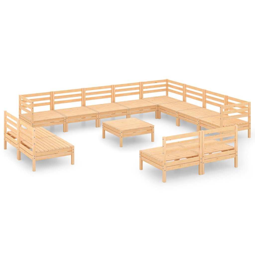 Juego de muebles de jardín 13 piezas madera maciza pino blanco