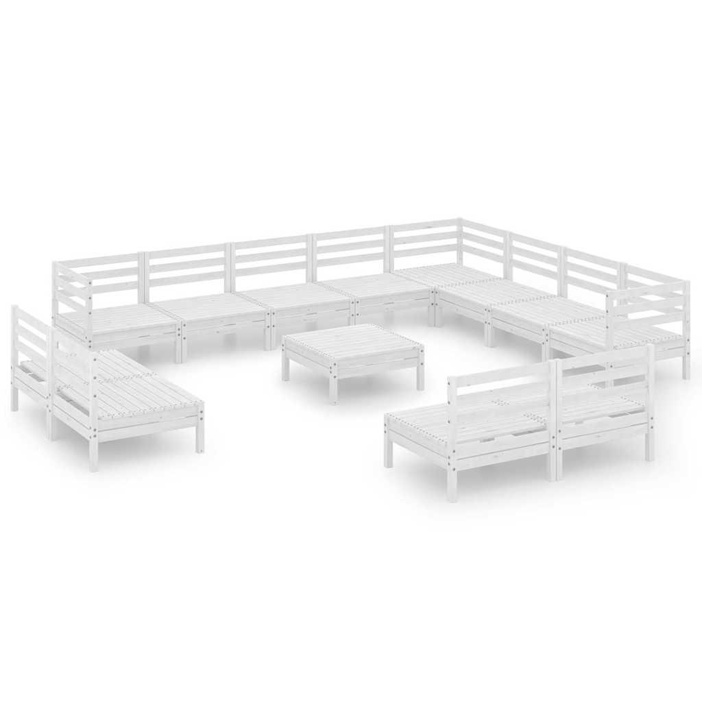 Juego de muebles de jardín 13 piezas madera maciza pino blanco