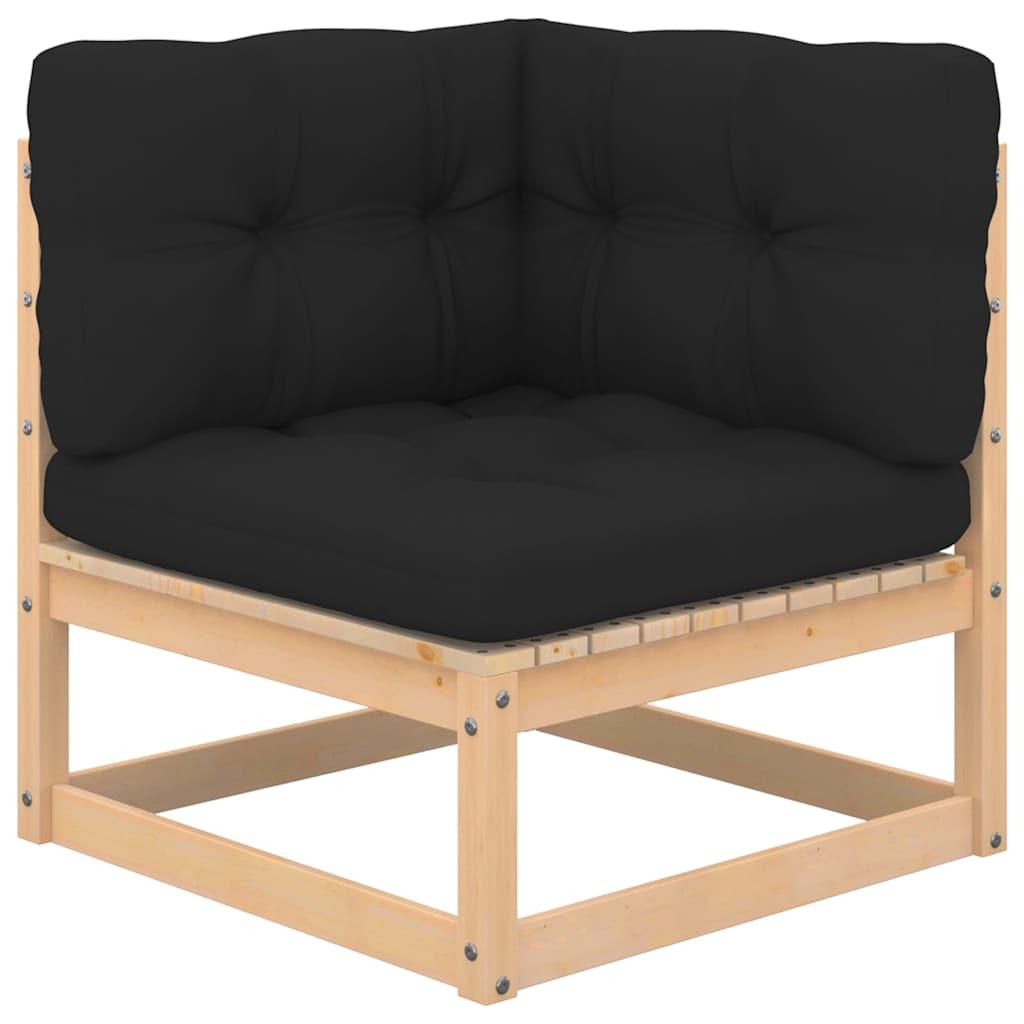 Muebles de jardín 8 pzas y cojines madera maciza de pino crema