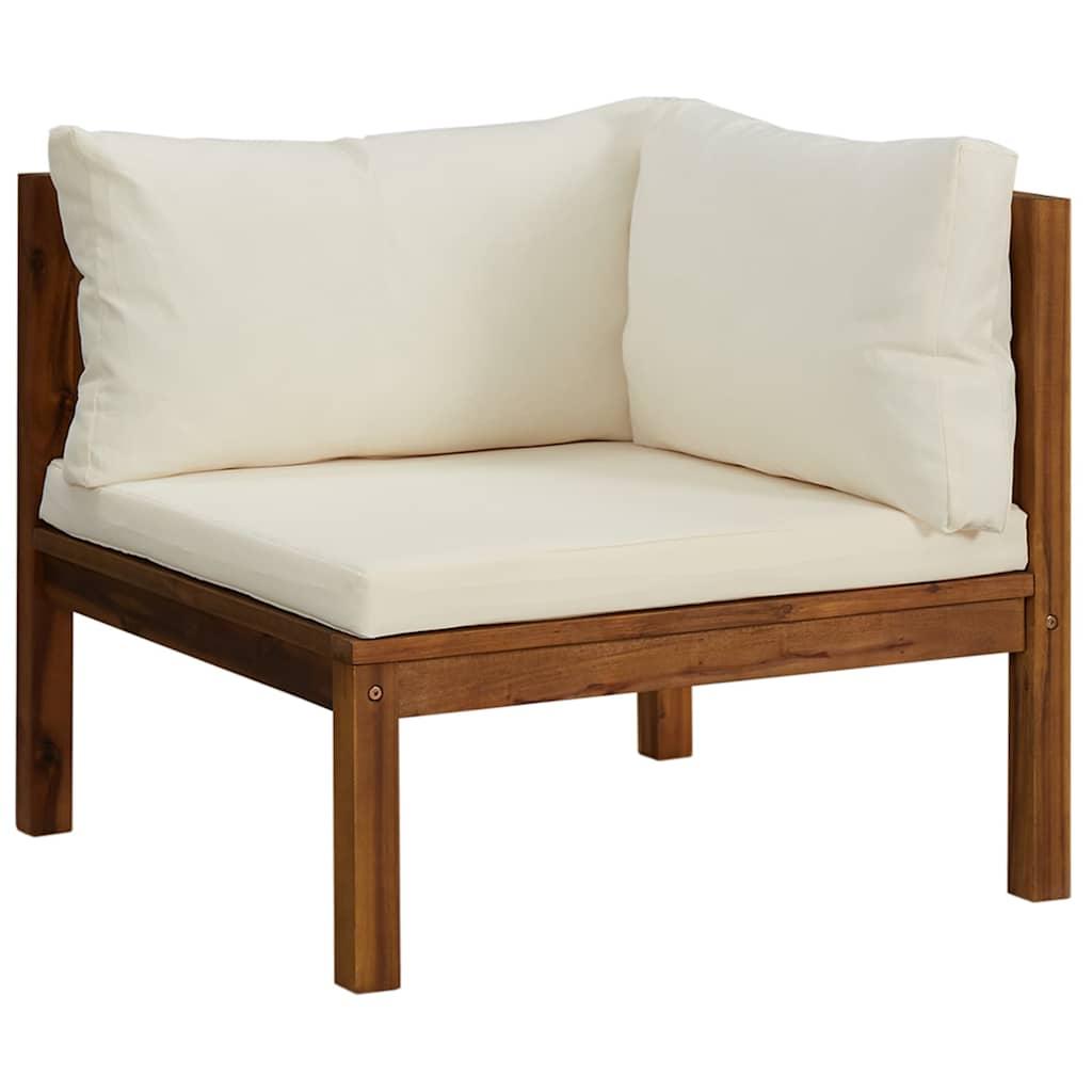 Muebles de jardín 10 pzas cojines crema madera maciza acacia