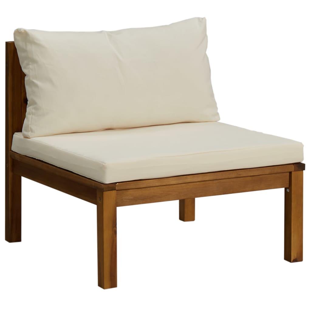 Muebles de jardín 10 pzas cojines crema madera maciza acacia