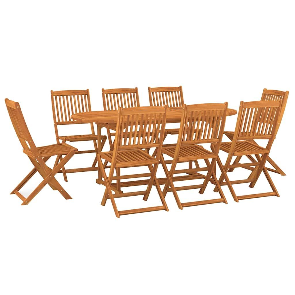 Juego comedor de jardín 9 pzas madera maciza acacia 180x90x75cm