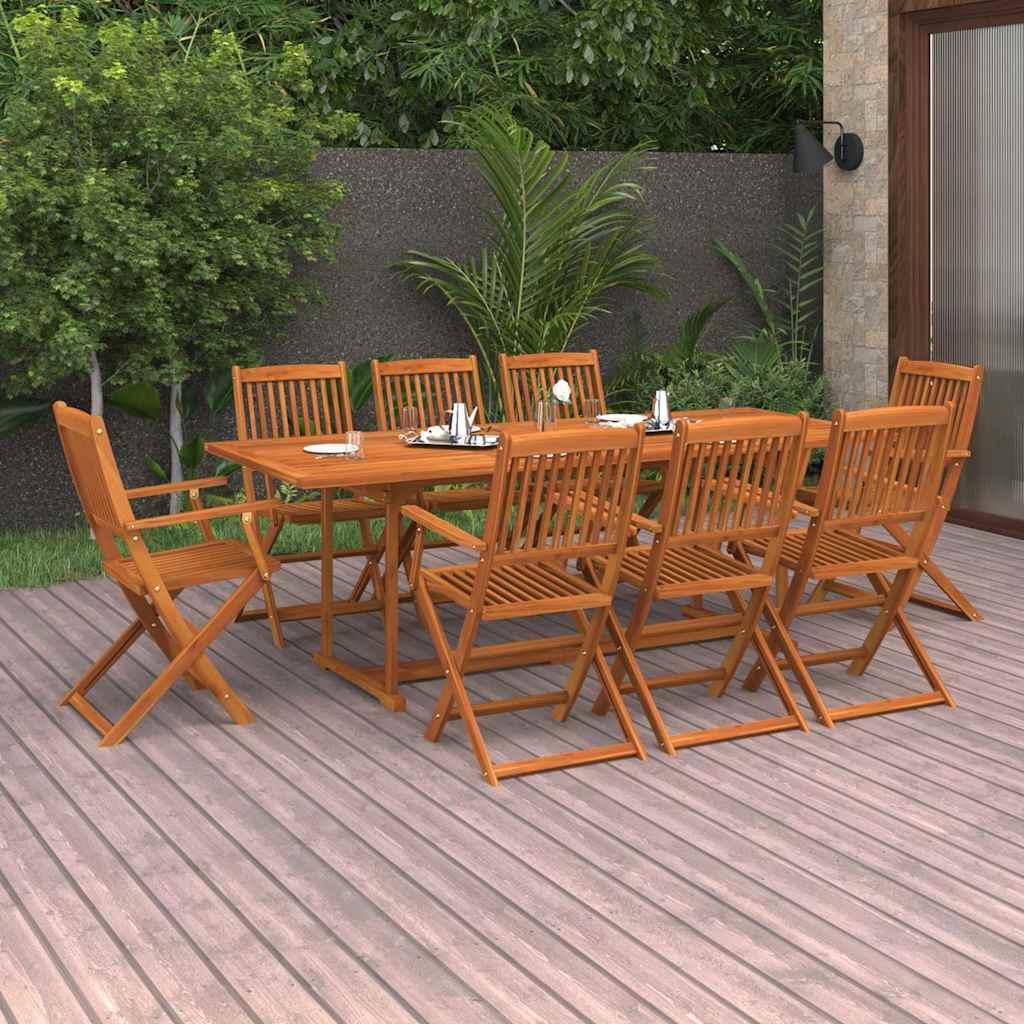 Set comedor de jardín 9 piezas madera maciza acacia 220x90x75cm