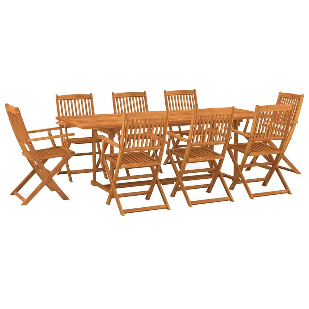 Set comedor de jardín 9 piezas madera maciza acacia 220x90x75cm