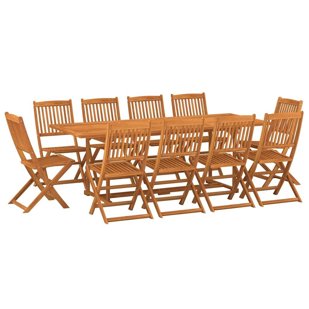 Set comedor de jardín 11piezas madera maciza acacia 220x90x75cm