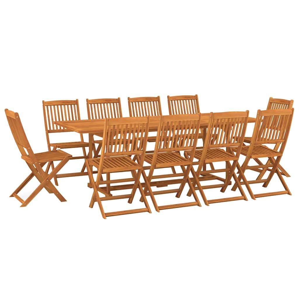 Set comedor de jardín 11piezas madera maciza acacia 220x90x75cm