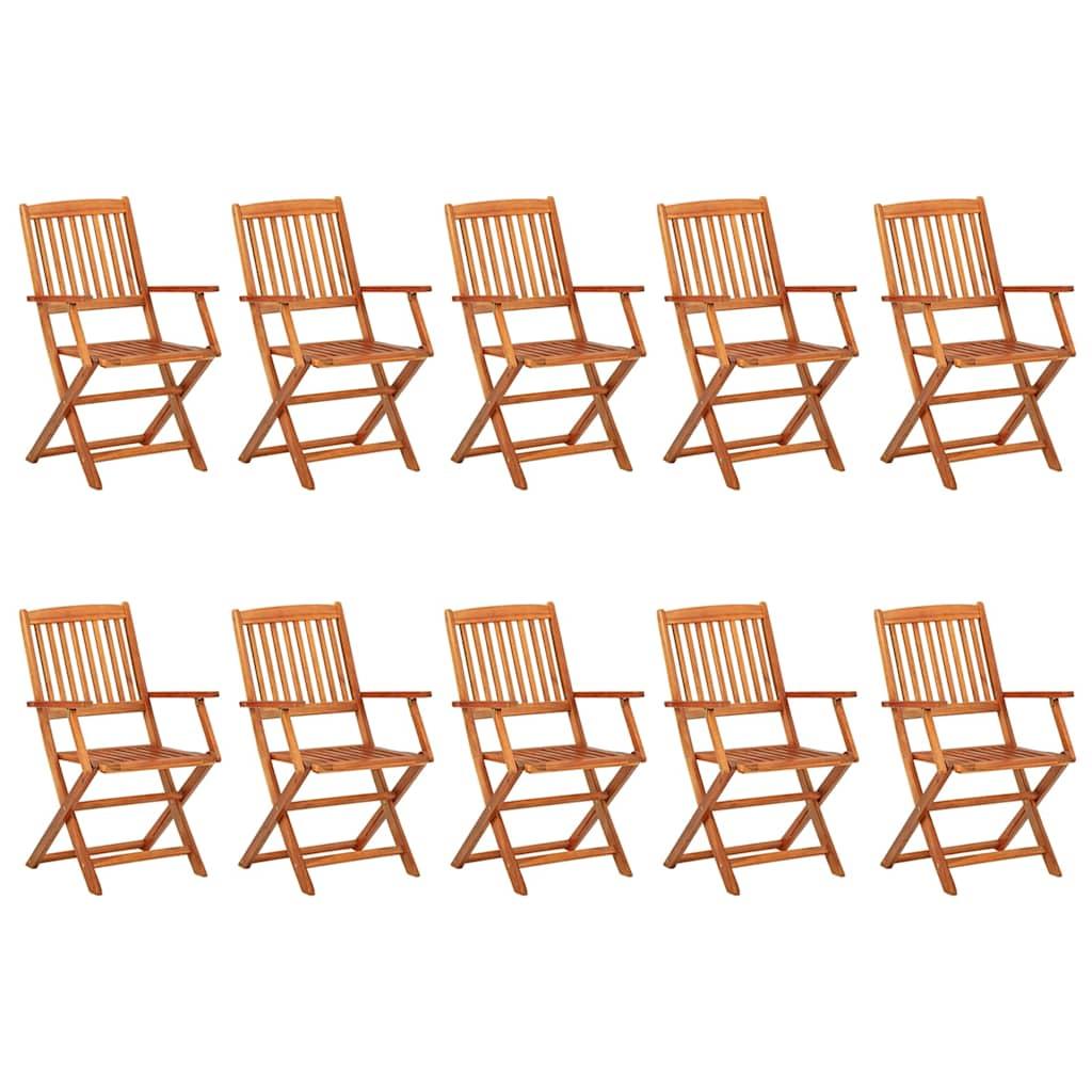 Set comedor de jardín 11piezas madera maciza acacia 280x90x75cm