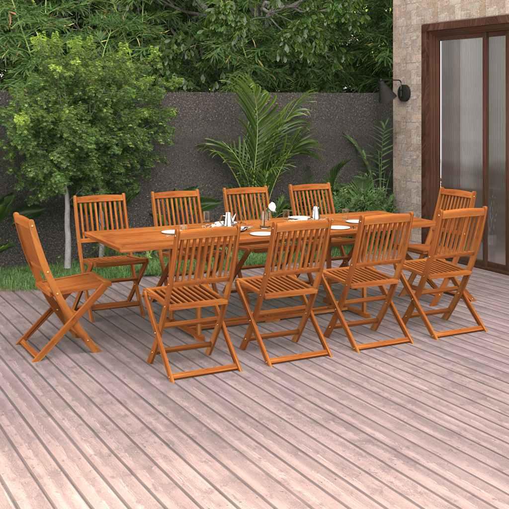 Set comedor de jardín 11piezas madera maciza acacia