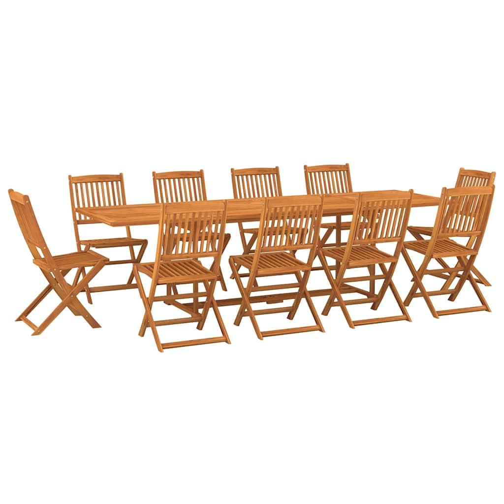 Set comedor de jardín 11piezas madera maciza acacia