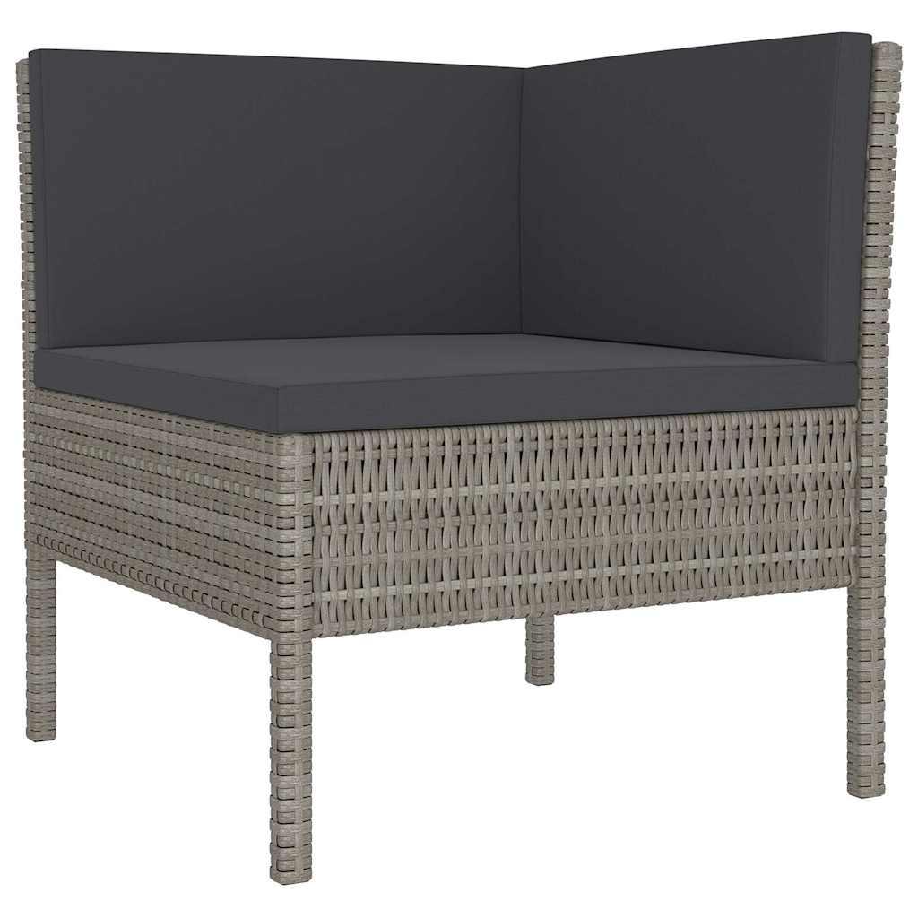 Set de muebles de jardín 13 pzas y cojines ratán sintético