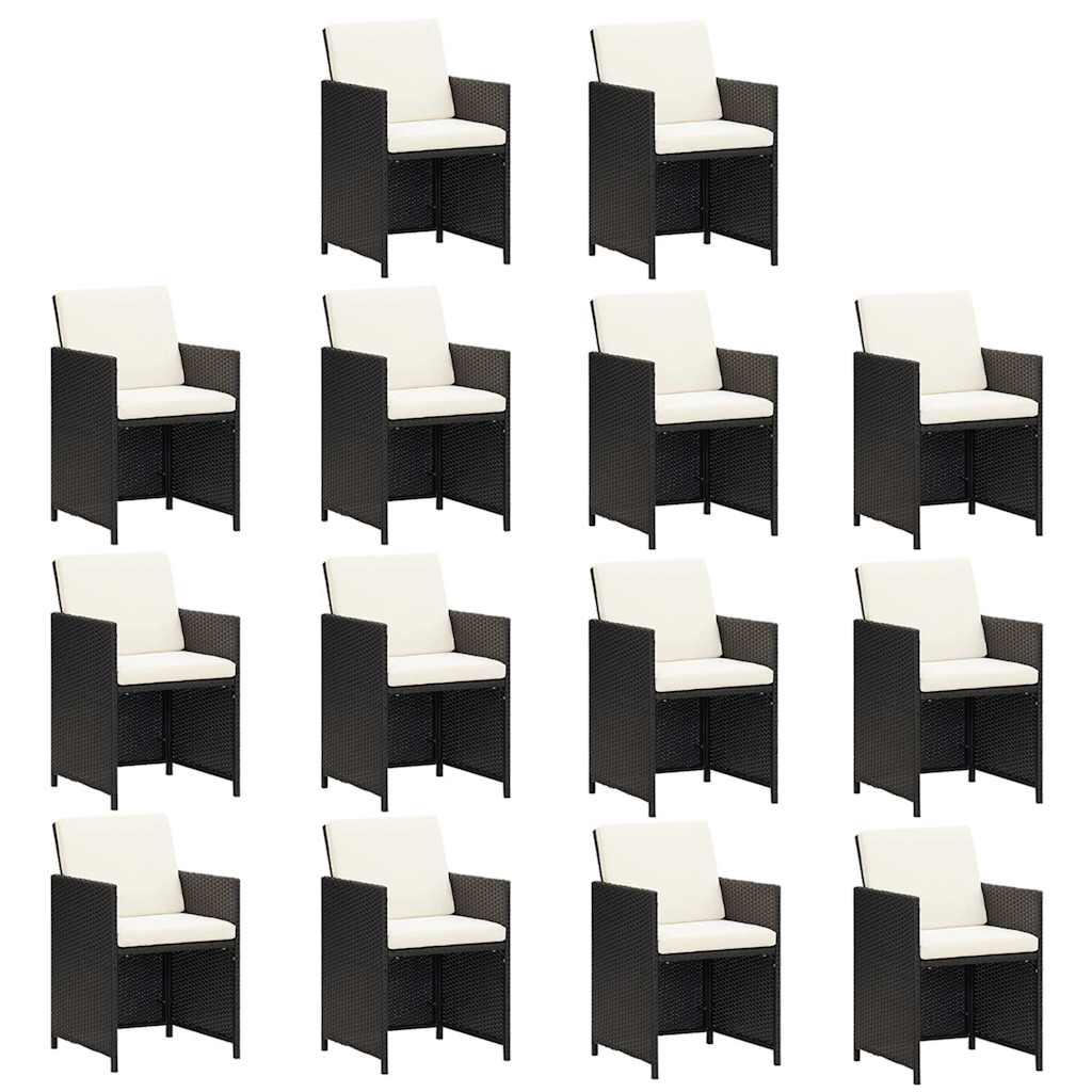 Set comedor de jardín 15 pzas con cojines ratán sintético beige