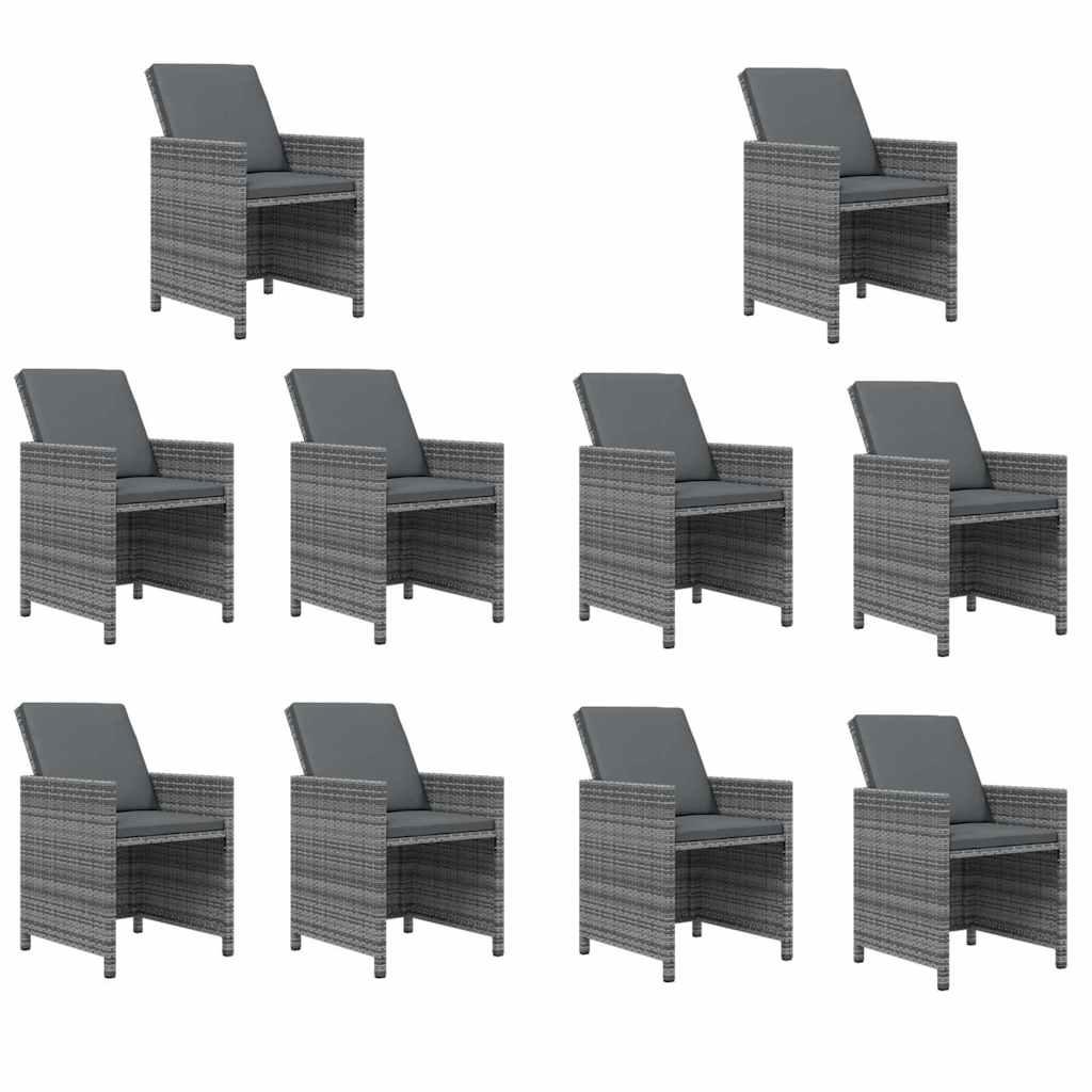 Set comedor de jardín 15 pzas con cojines ratán sintético beige