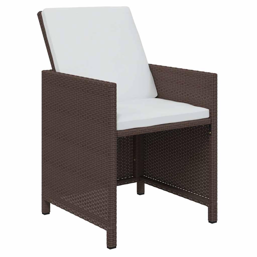 Set comedor de jardín 15 pzas con cojines ratán PE marrón