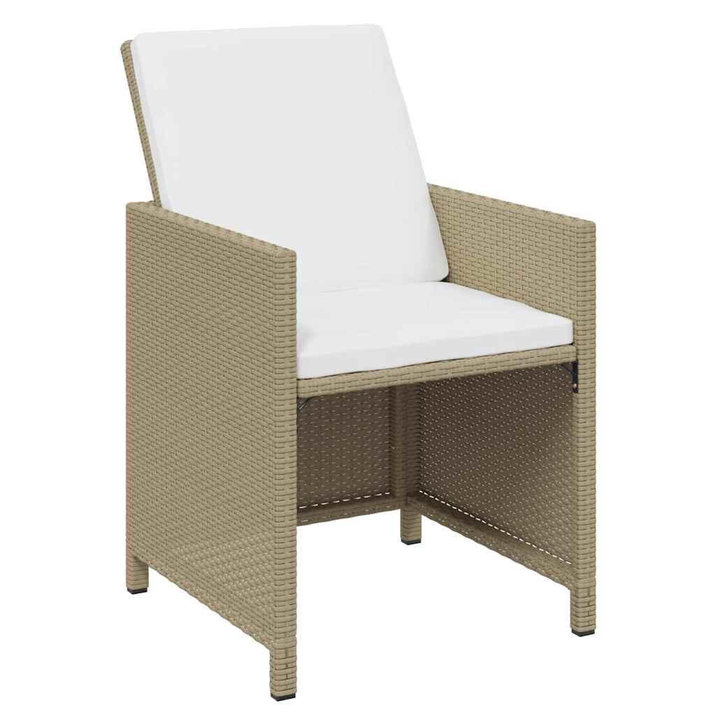 Set comedor de jardín 15 pzas con cojines ratán sintético beige