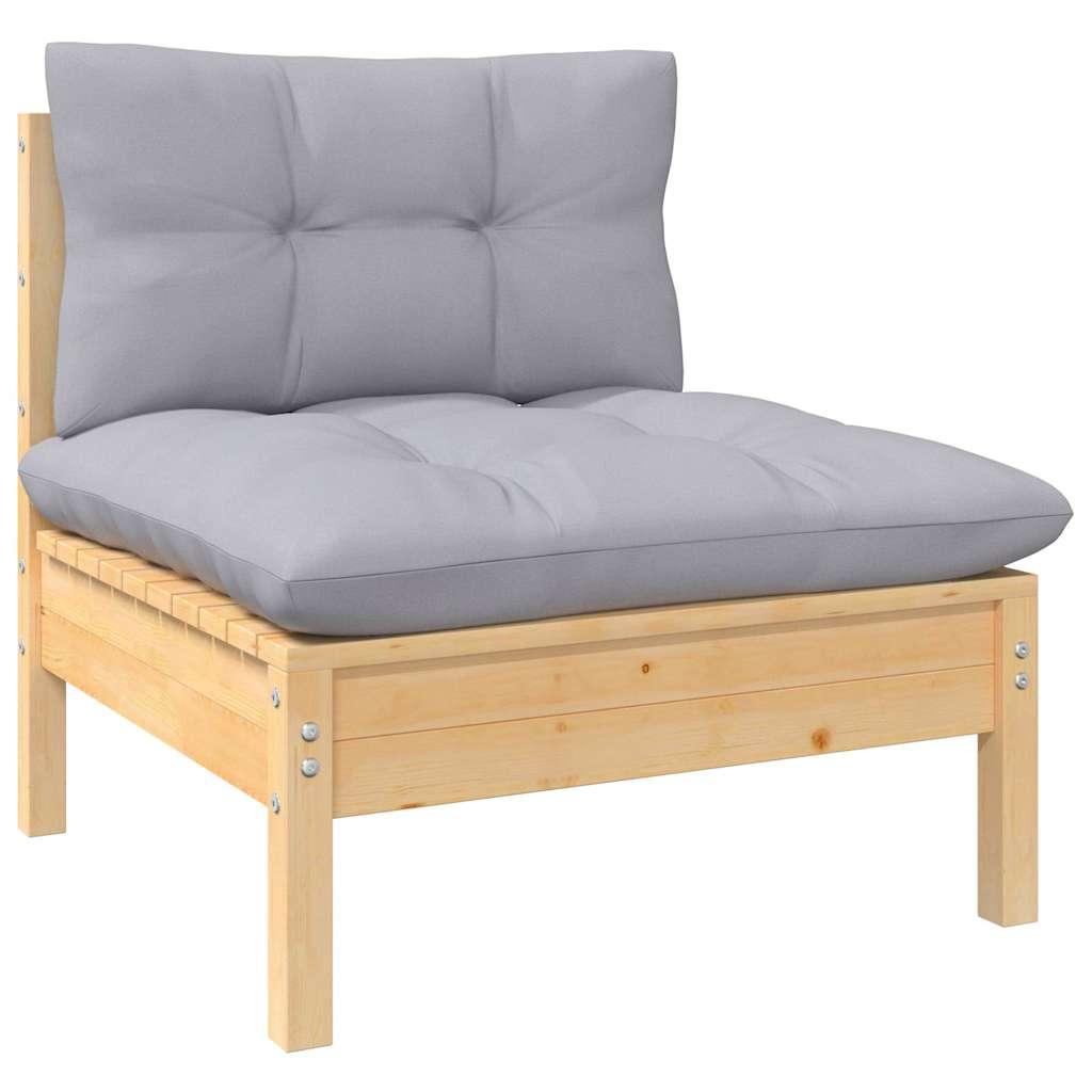 Juego de muebles de jardín 3 pzas y cojines madera de pino