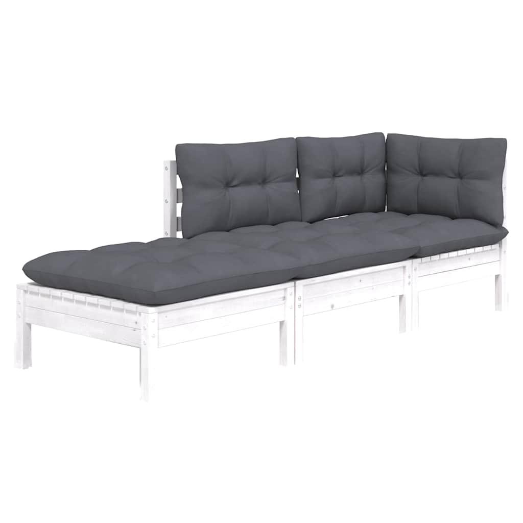 Muebles de jardín 3 pzas con cojines madera maciza de pino