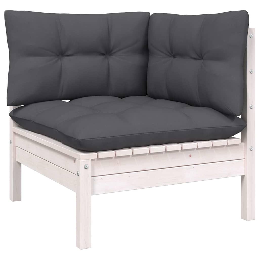Muebles de jardín 3 pzas con cojines madera maciza de pino