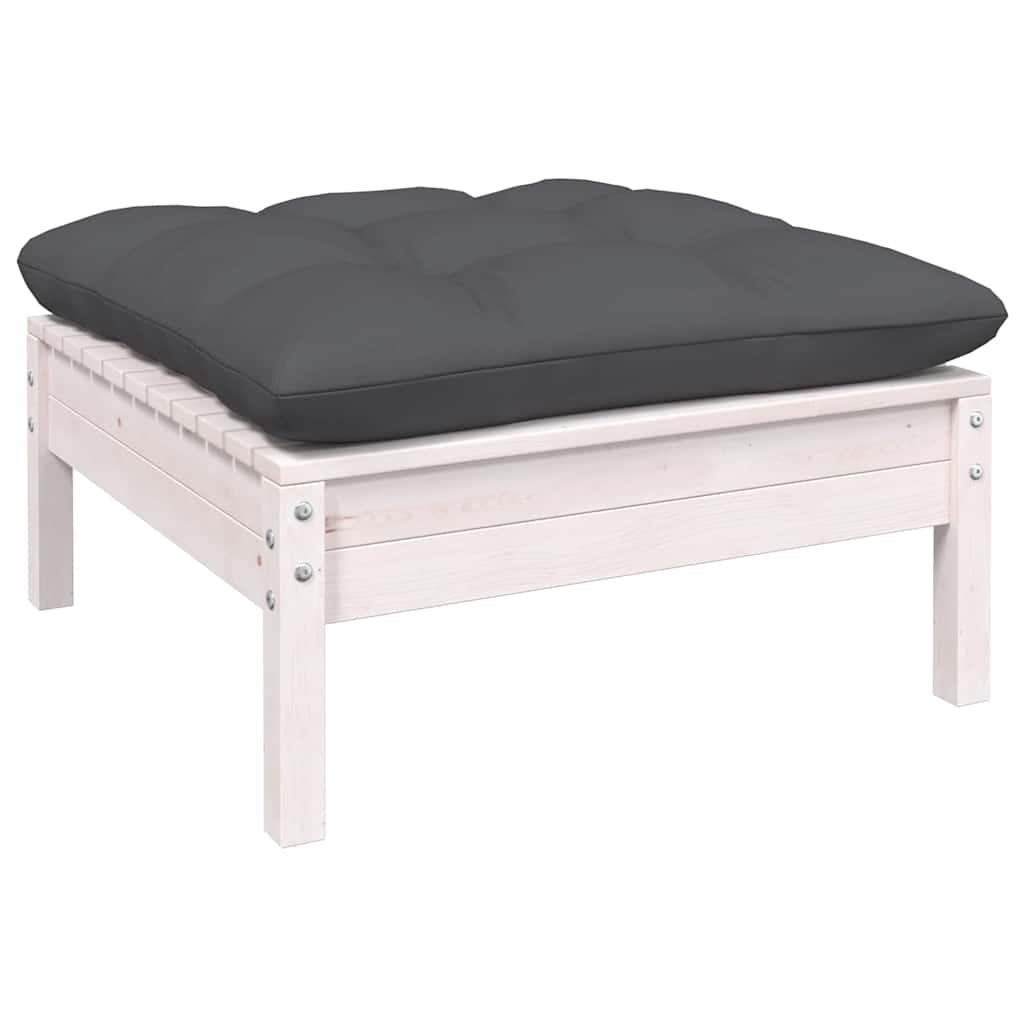 Muebles de jardín 8 pzas y cojines madera maciza de pino crema