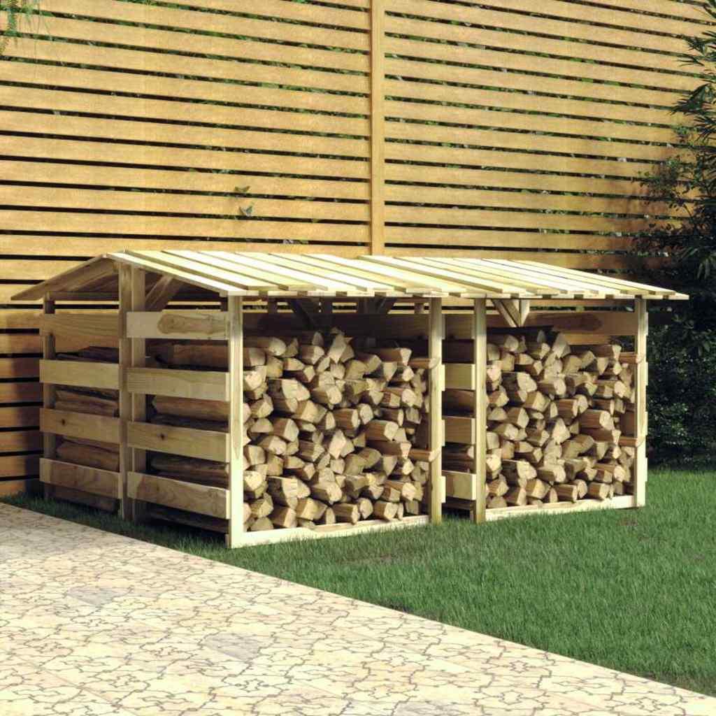 Pérgolas con techo 4 uds madera pino impregnada