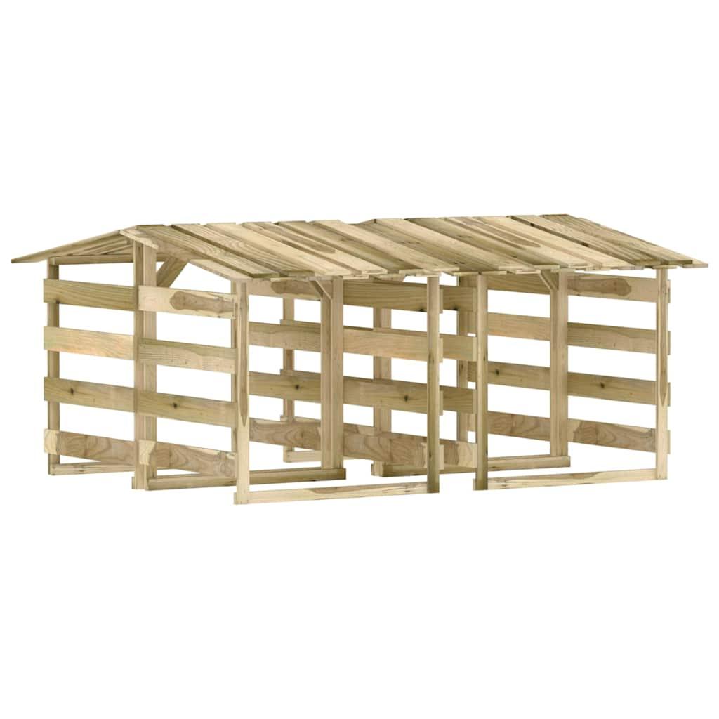 Pérgolas con techo 4 uds madera pino impregnada