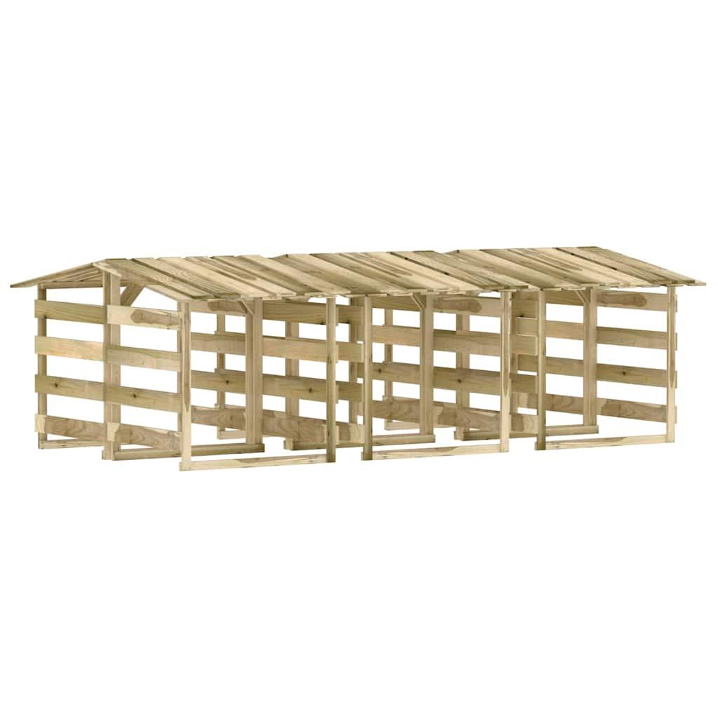 Pérgolas con techo 6 uds madera pino impregnada