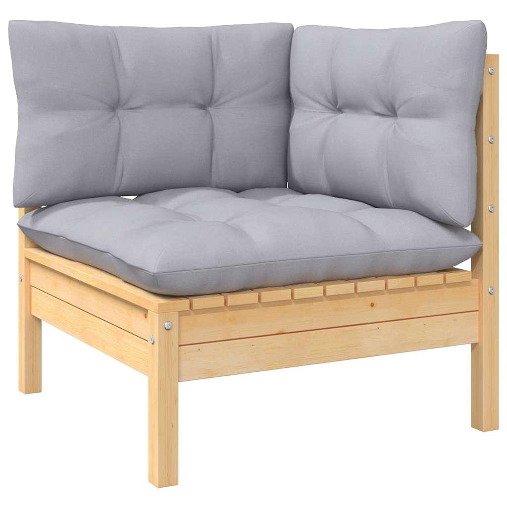 Juego de muebles de jardín 8 pzas y cojines madera maciza pino