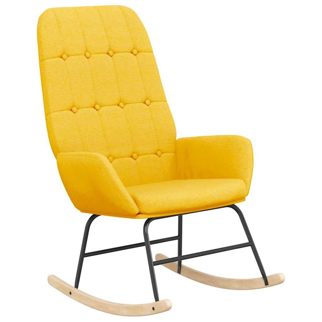 Sillón mecedora con taburete tela amarillo mostaza