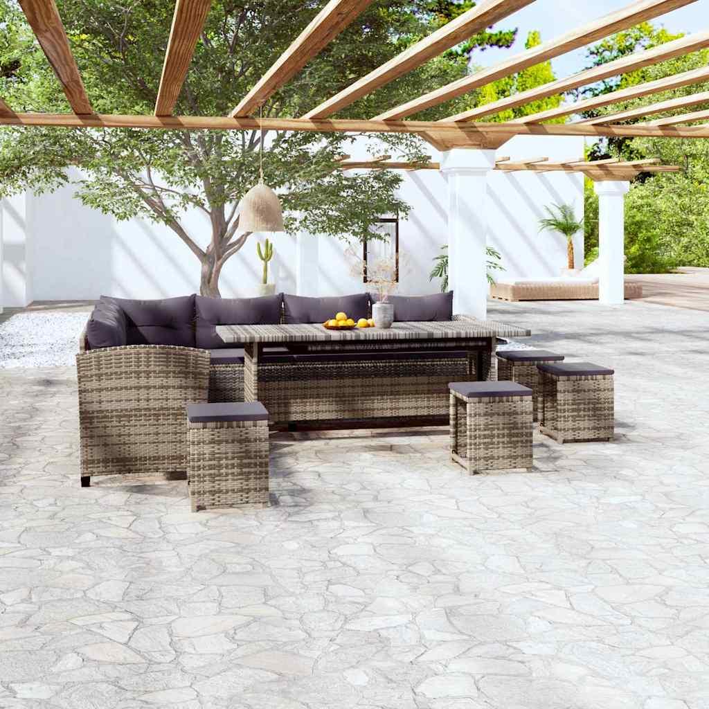 Set de sofás de jardín 6 piezas y cojines ratán sintético