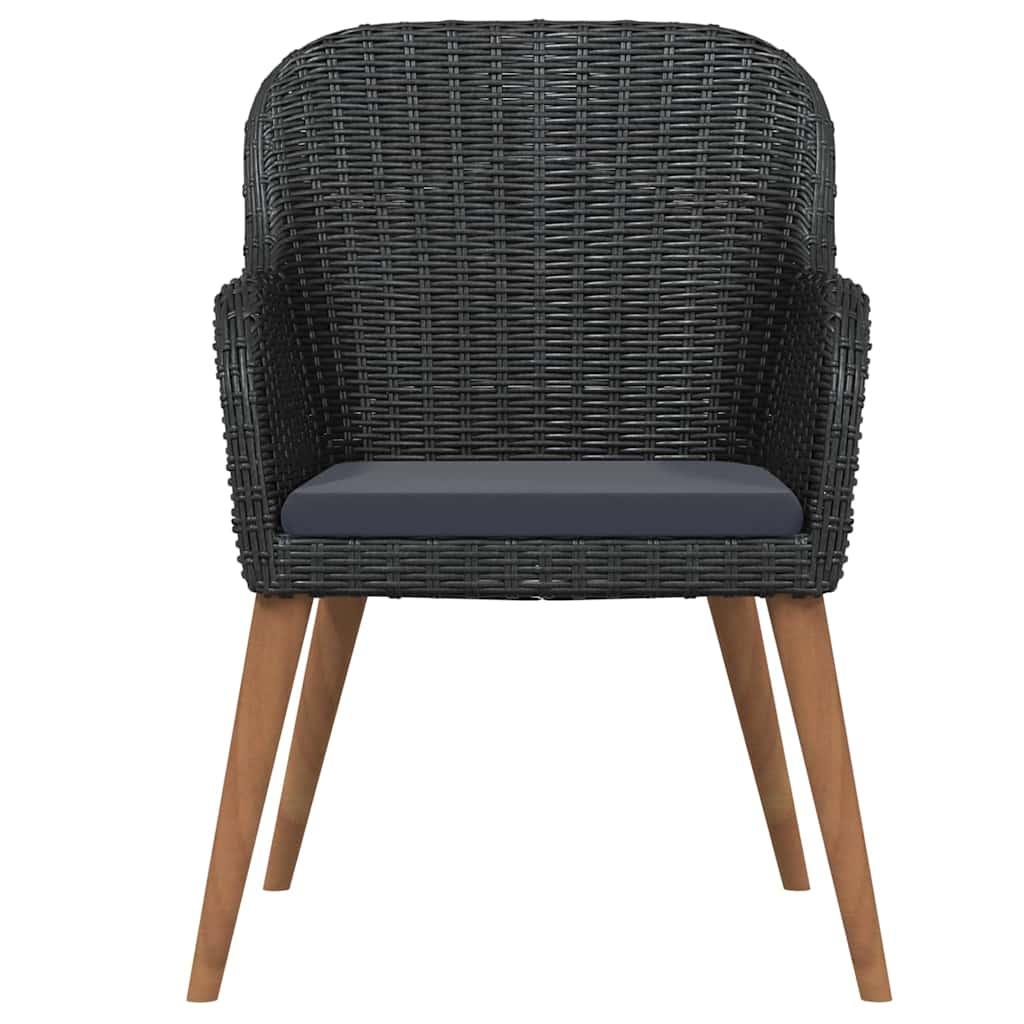 Juego de comedor de jardín 3 piezas con cojines gris y negro