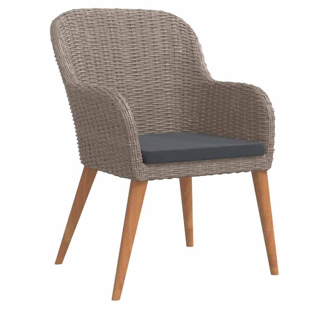 Juego de comedor de jardín 3 piezas con cojines gris y negro