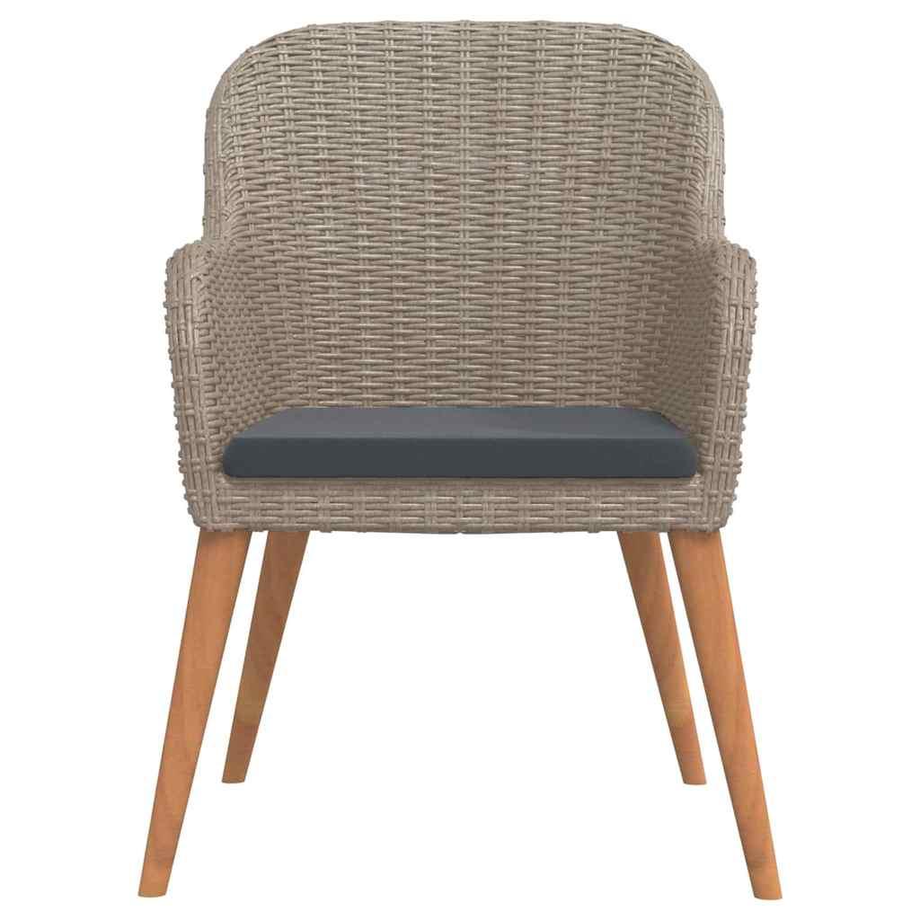 Juego de comedor de jardín 3 piezas con cojines gris y negro