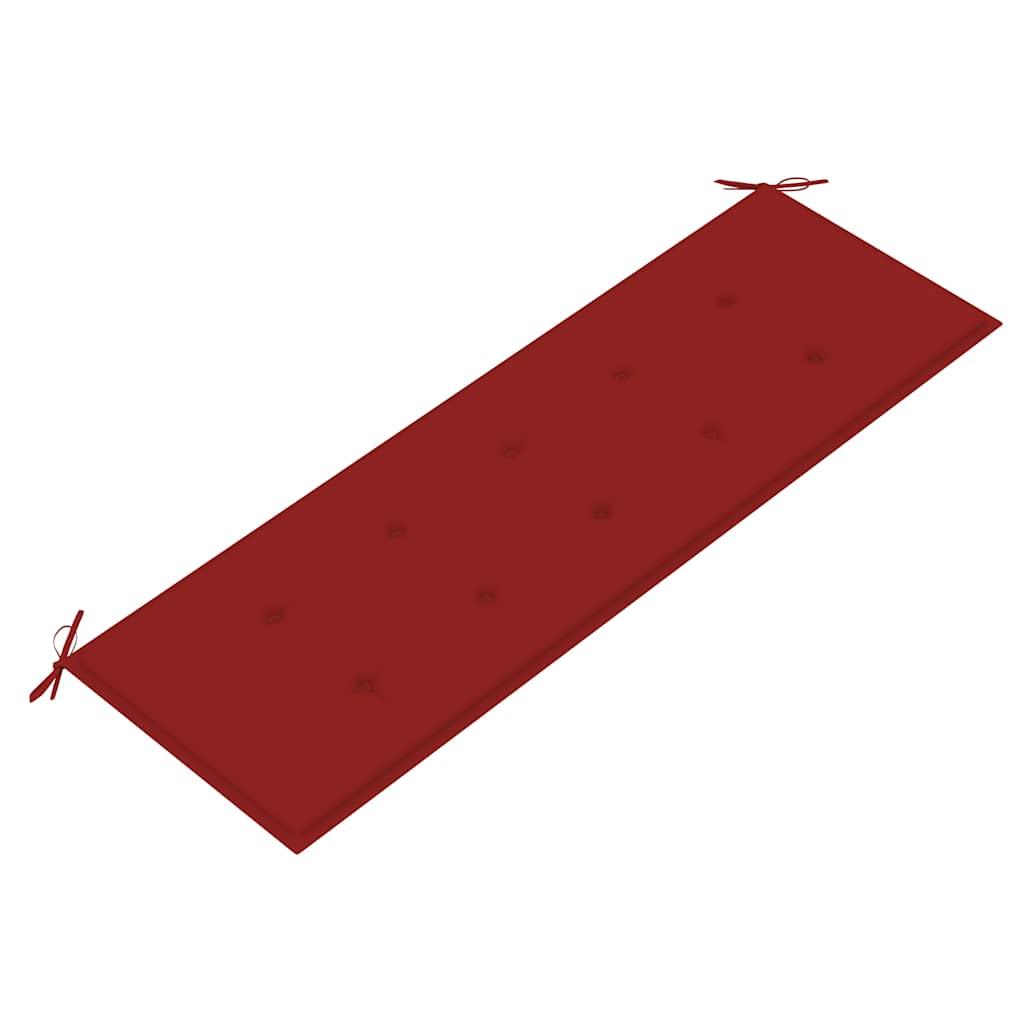 Banco Batavia con cojín rojo madera maciza de teca 150 cm