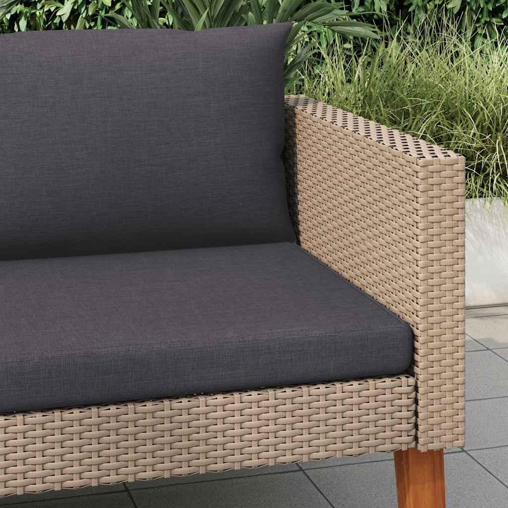 Sofá individual de jardín con cojines ratán sintético beige